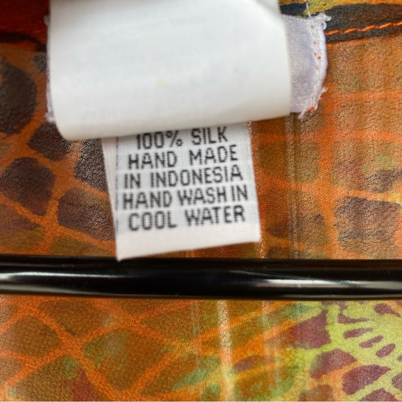 Y2K 100% Silk Orange Abstract Floral Sequin Asymmetrical Fairy Dress Size Large - Picture 8 of 8